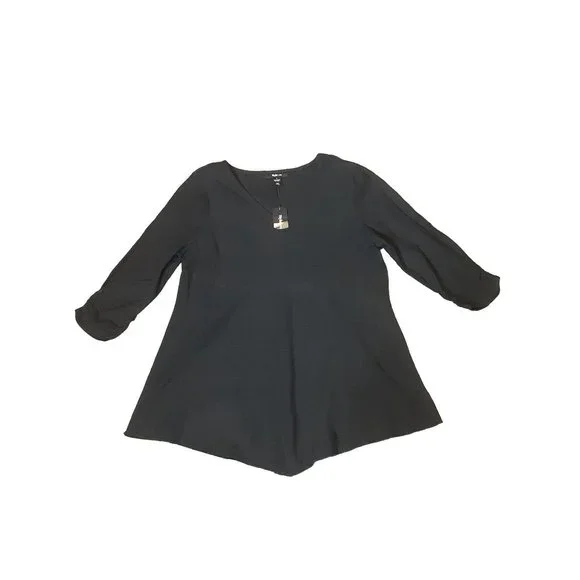 NWOT Style & Co Cotton/ Linen Blend Black Tunic Pullover V Neck Top Size L - Picture 5 of 11